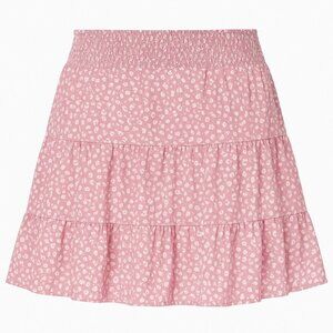 HOLLISTER Pink Floral Ultra High-Rise Tiered Mini Skirt - Size Large